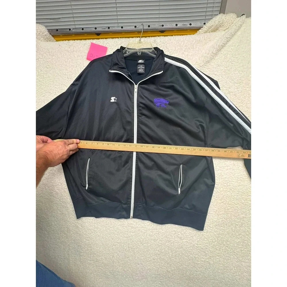 Starter Kansas State Wildcats Track Jacket Mens 3XL Black Full Zip Powercat Logo